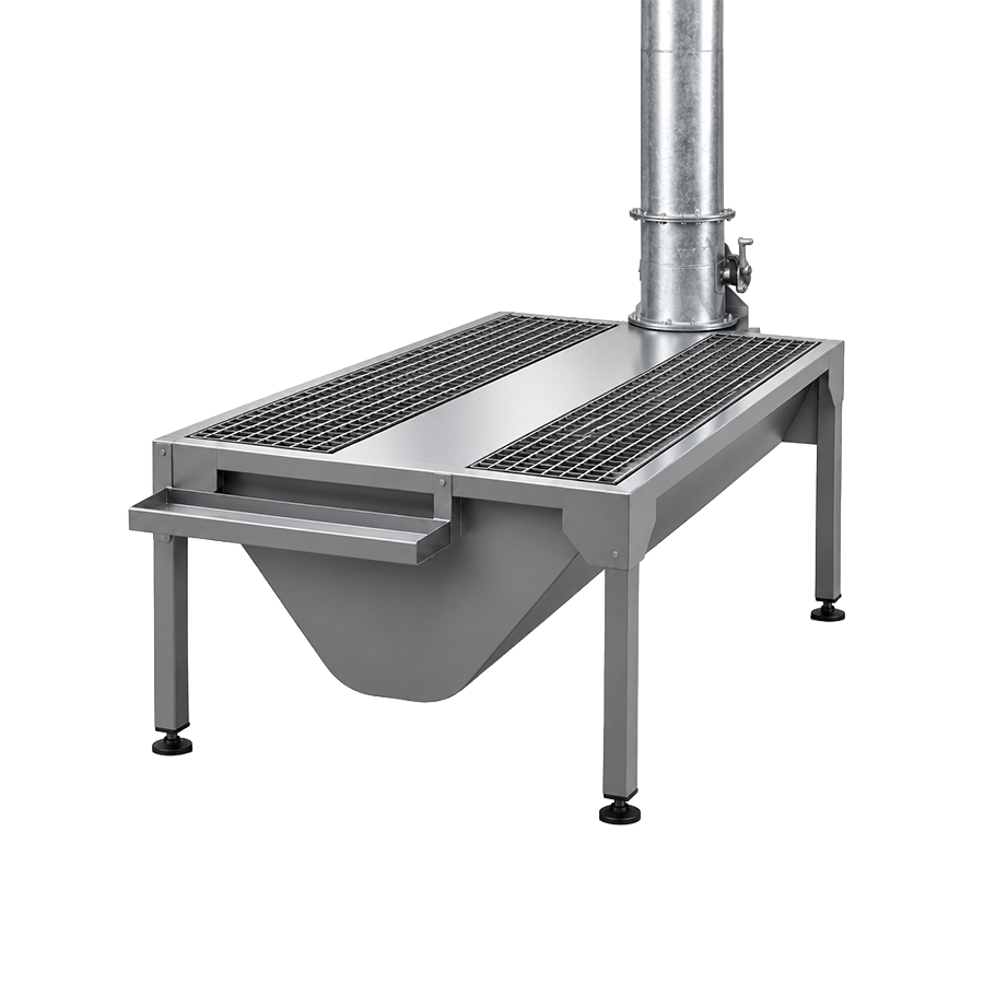 BTM EcoLine grinding table side view showing downdraft extraction structure